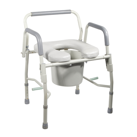 Drive Medical Steel Drop Arm Bedside Commode w/ Padded Seat & Arms 11125pskd-1